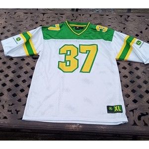 John Deere # 37 Licensed Football Jersey White Green Men’s XL Tractor